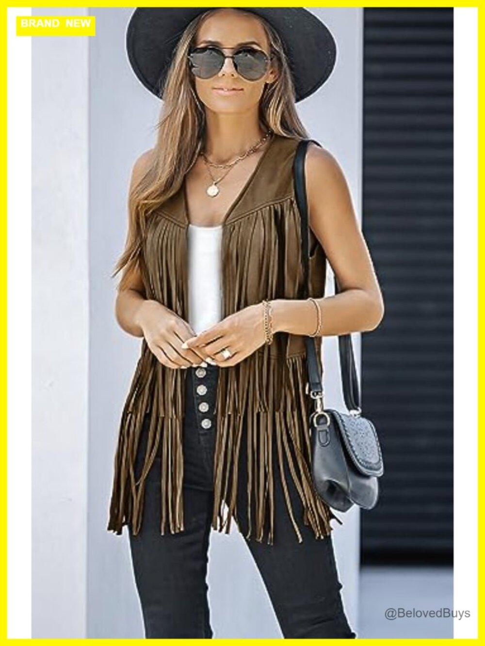 Faux Suede Fringe Vest Sleeveless Tassel Western Cowgirl Outerwear - Picture 6 of 7